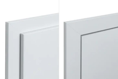 Отличие двери с фальцем (слева) и без фальца (справа)